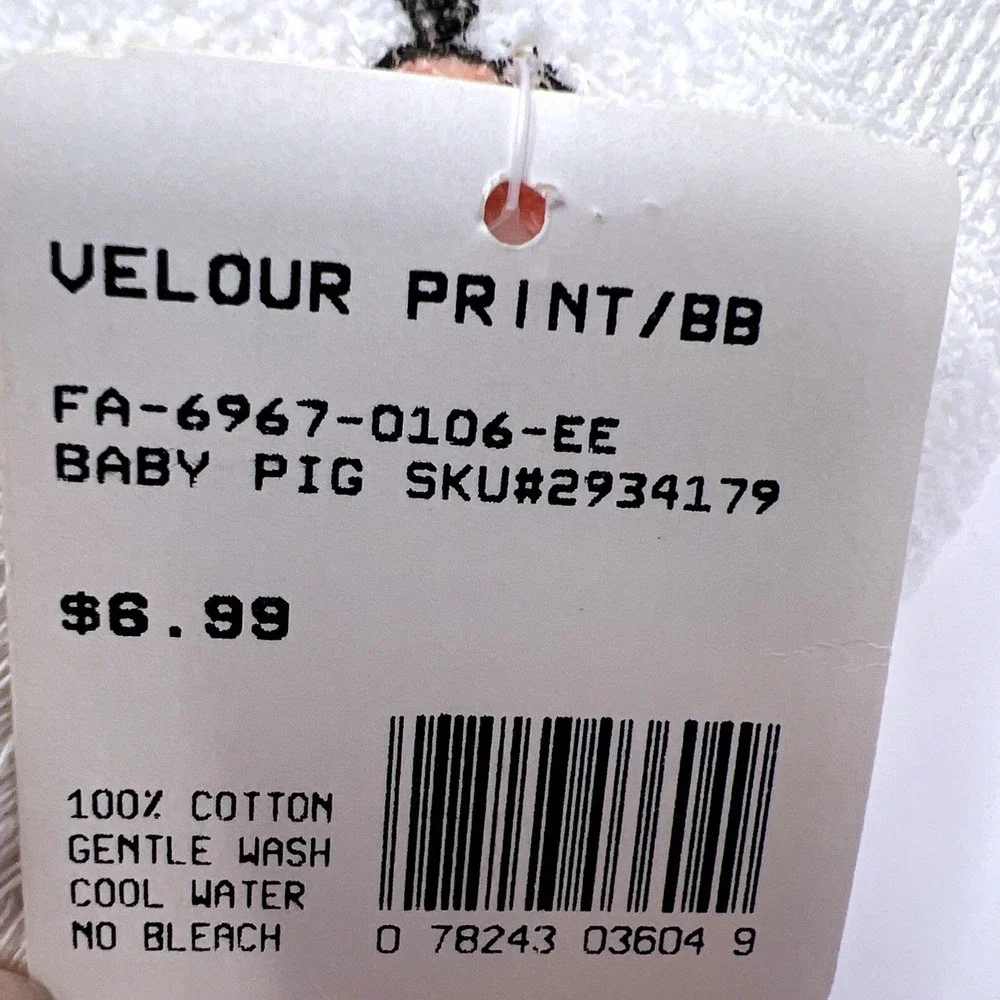 VINTAGE 1980s Charles Craft‎ Deluxe Baby Bib Pig Print Cross Stitch NOS Made USA